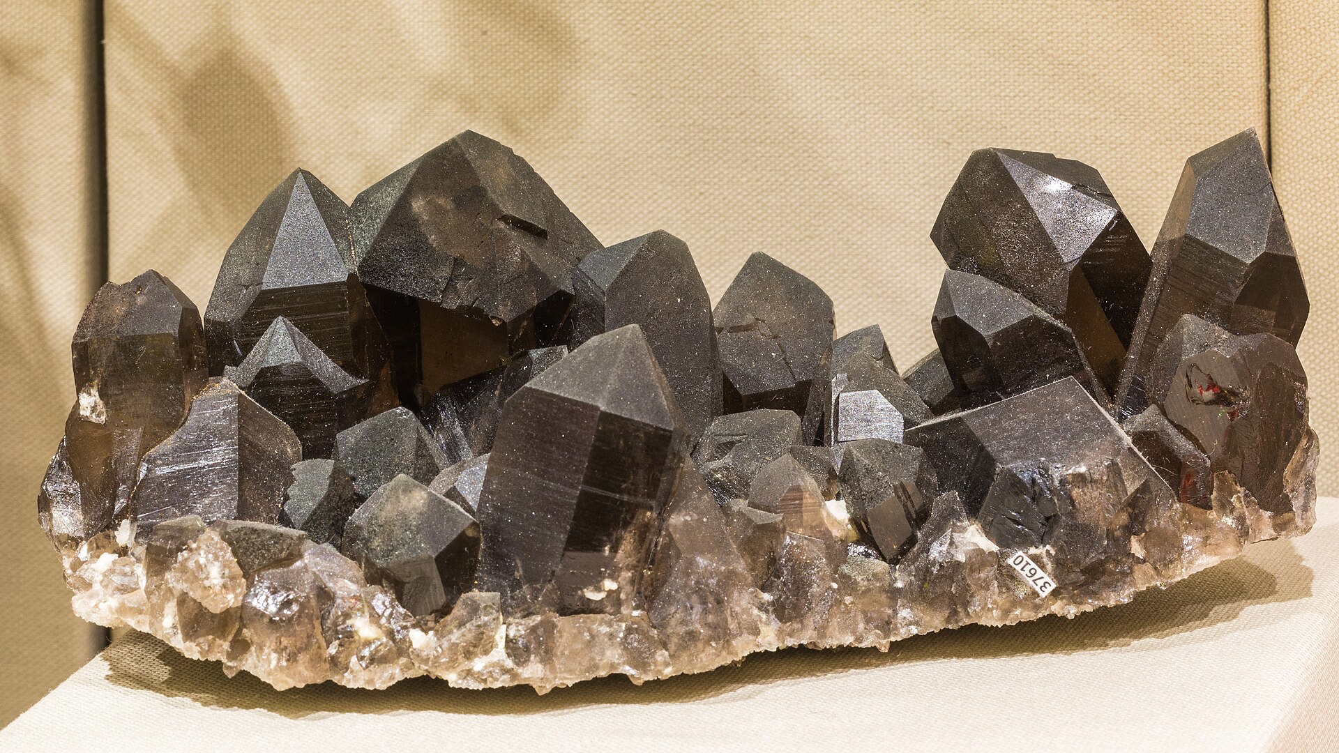 A catalogued crystal cluster in the studio